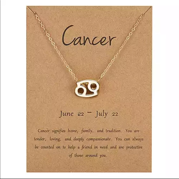 Jewelry - NWT Cancer Gold Zodiac Sign Charm Necklace